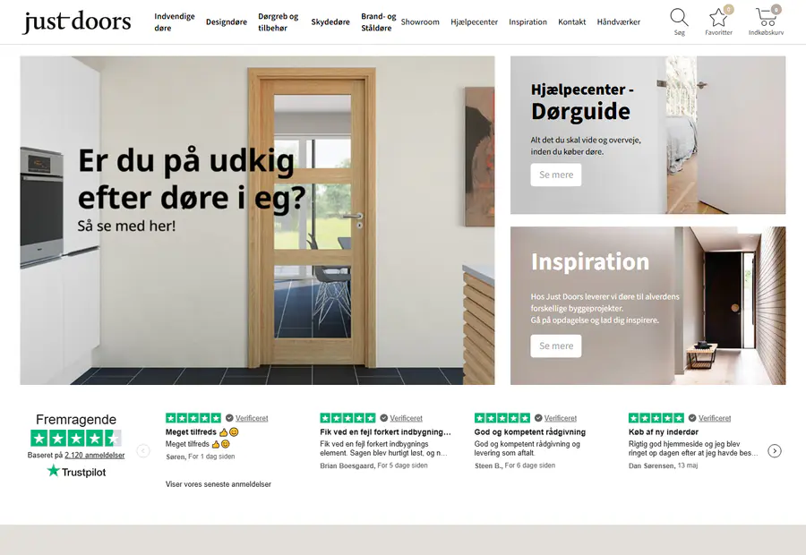 Justdoors forside