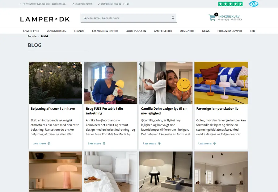 Blog modul Lamper.dk reference