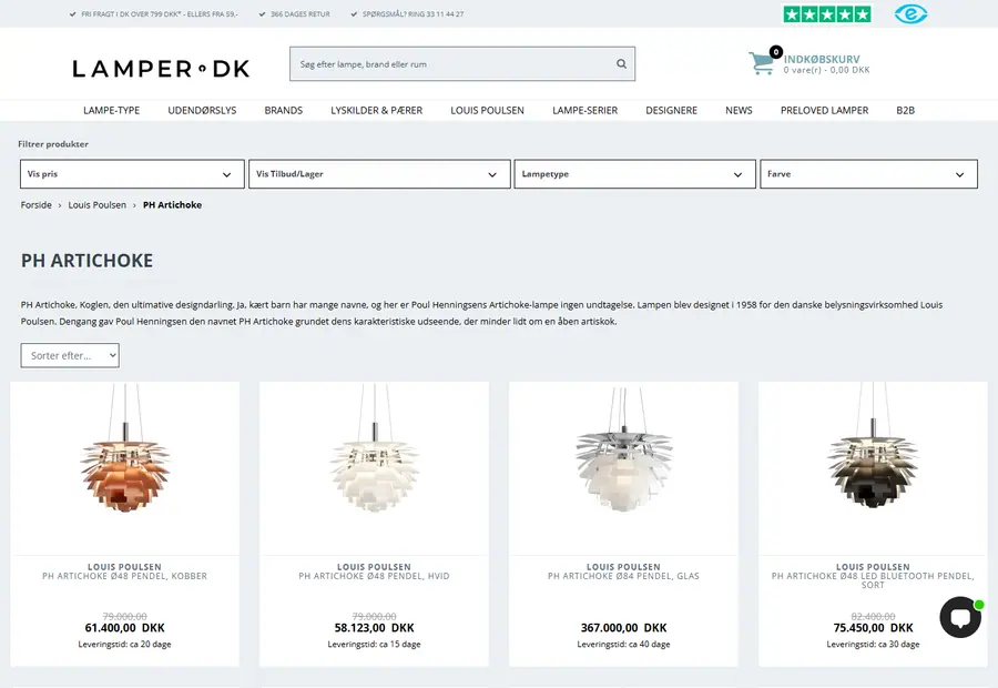 Lamper.dk forside