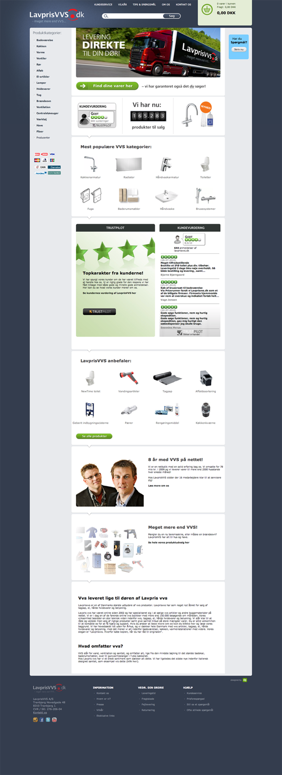LavprisVVS webshop 2010 design